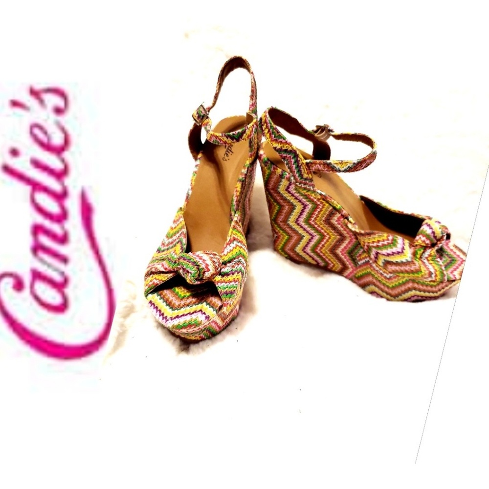 CANDIES CALAINEY Multicolor Woven Fabric Wedges